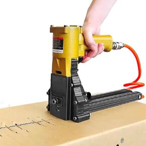 Pneumatic Cardboard Box Stapler, 34.7mm(1 3/8") Corrugated Carton Staple Gun Manual Carton Closing Stapler, Nail Length and Depth Adjustable, for Closing Cartons Folding Boxes