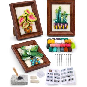 OEHPICC EDELE TOLITETLE TOLITET-SEDSE-WOOL CONDING SUPPIES مع Frame & Tools (3 Potted Potted) | تشمل مجموعة الطلاء التي شعرت بها الإبرة للبالغين إبر التلبيس ، ورقة النسيج ، التعليمات