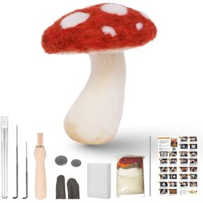 Vagilelf Mushroom Needle Felting Kit for Beginners, DIY Wool Felting Kit with Tools & Instructions, Ideal for Crafts, Gifts, and Family Fun