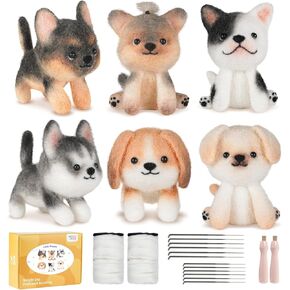MOREJMTT Needle Felting Kit,6Pieces Cats Making Wool Needle Felting Starter Kit with Instruction,Felting Kits for Beginners Adult,Needle Felting kit Beginner,Wool Felting kit(6 Pack Cats)