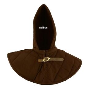medieval padded collar hood, brown padded collar hood, arming hood, coif,
