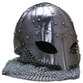 metal Viking spectacle mask Chainmail aventail helmet Polished large size headwear Viking spectacle mask chainmail Handcrafted metal helmet