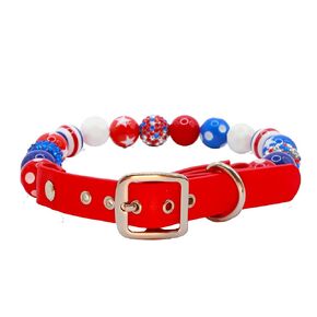 Adjustable Pet Collar For Small Medium And Large Dogs Beaded Silicone Dog Necklace Handmade Girl Bling Fancy Female Cats Pretty Pearls Perla Cute Rinbow Heavy Duty (Easter)