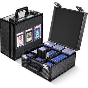 Kabinka Graded Card Case with Display Window for PSA/CGC Holder, TSA Combination Lock Trading Card Storage box for Sports Cards, Baseball Slab Case with 6+2 EVA Dividers for Organization (Black)