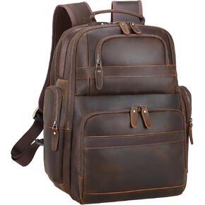 TIDING Vintage Leather Backpack for Men 15.6 Inch Laptop Computer Bag Large Capacity Business Travel Shoulder Daypacks