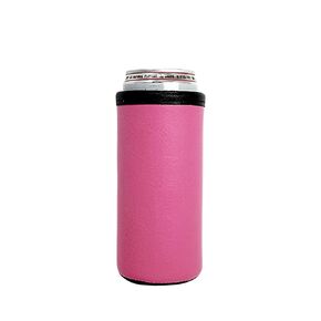 Leather Skinny Can, Slim Beer Holder, Drink Huggie, Beverage Holder (Black Leather)