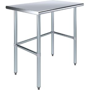 24" x 36" Open Base Stainless Steel Work Table – NSF Certified Compact Commercial Utility Table with Galvanized Legs for Kitchens, Labs & Food Trucks