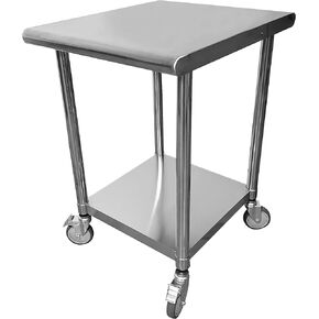 VacMaster 20" x 24" Stainless Steel Workstation & Prep Tables with Adjustable Under-Shelf and Caster Wheels, Heavy Duty NSF Commercial Tables for Restaurant, Hotels, Lodges, and Home
