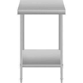 Stainless Steel Table for Prep & Work with Adjustable Undershelf, 24"x24" Heavy Duty Table for Commercial Kitchen, Outdoor, Restaurant, Hotel & Garage