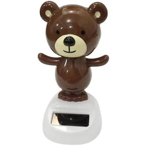 1Pc Brown Solar Dancing Bear Decor,Bobbling Head Bear Decors,Solar Powered Dancing Figurine Car Dashboard Decor,Shaking Head Dolls Solar Power Kits,Learning and Education