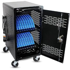 POCHAR 20 Device Laptop Charging Cart for iPads Chromebooks, Tablet Charging Station with Power Strip Fits Up to 14" Screensize, Locking Laptop Storage Cart for Classroom Office, Assembly Required