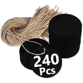 ph perkhomy 240 pcs علامات الهدايا المستديرة ، علامات ورق كرافت مع سلسلة خيوط جوت الطبيعية للهدايا الحرف الزفاف عيد الميلاد ، بني