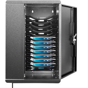 POCHAR Fully Assembled 12 Devices Laptop Charging Cabinet for Chromebook iPad Tablet, Wall Mount Locking Charging Station for Classroom Office Hospital, Tablet Storage Cabinet Cart 25" x 36", Black