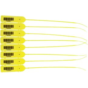 Yellow Pull-Tight Barcode Security Seals 8'', 1,000 Seals