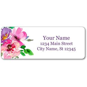 Personalized Return Address Labels - Beautiful Flowers - Self Adhesive Stickers (60-1020 Full Color Labels)