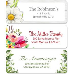 Personalized Return Address Labels - Elegant Flowers Designs - Self Adhesive Stickers (from 60 to1020 Labels), 2-5/8 x 1 inch Labels, in 8.5 x 11 inch Sheets.