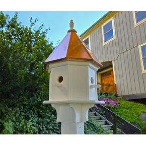 Amish Handmade Birdhouse With Copper Roof, Bird Feeder
