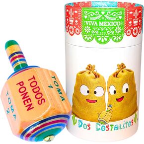 Toma Todo Pirinola Mexicana de Madera - 3 inch Traditional Mexican Wooden Spinning Top Put and Take Game Juegos Mexicanos de Mesa Adult Party Fiesta