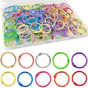 GXXMEI 130PCS 1 1/5 Inch Colorful Loose Leaf Binder Rings Metal Office Book Rings Paper Rings for Index Cards Flashcards Notebook, Keychain Key Rings Binder Rings for Office School Home, 10Colors
