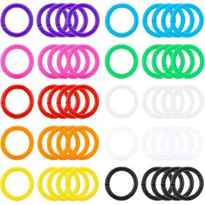 50Pcs Loose Leaf Binder Rings Colorful Book Plastics Notebook Paper Ring for Flash Cards Keychain Key Ring for Books Index Cards Students Teachers Workers School Office,10Colors,0.78inch