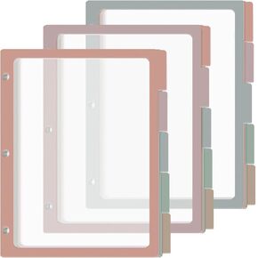 15PCS/3 Set 3 Ring Binder Dividers with Tabs 5 Color Page Dividers for 3 Ring Binder with Tabs 11.5×8.5inch Clear Folder Divider 3 Ring File Organizers Tabbed Index Inserts for School Office (Pastel)