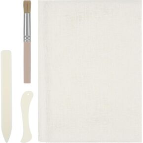 Bookbinding Kit Includes 41.34 × 37.40 Inch Book Binding Cloth 2 Bone Folder Tools 1 Brush Book Repair Materials Tool for Making Repairing Books Adult Unisex Modern Style Foldable Creamy White Brown
