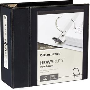 Office Depot® Brand Heavy-Duty View 3-Ring Binder, 5" D-Rings, Black