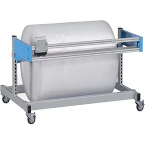 Wrap Dispenser with Cutter, Rolling Wrapping Paper Holder, Heavy Duty Bubble Wrap Roll Dispenser/Packing Station (146x60x135cm)