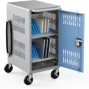Pre-Assembled American Style Heavy-Duty 20 Bay Laptop Charging Cart for School Classroom Storing and Charing 20 Chromebook, Laptop, and Tablet