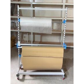 Commercial Packaging Dispenser on Wheels, Warehouse Wrapping Machine with Cutter, up to 39/51 /63 Inch Wide Rolls (146x60x155cm)