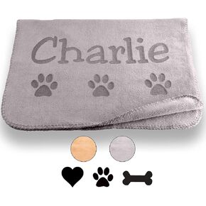 Custom Catch Personalized Dog Blanket - Gray or Beige - Small