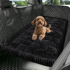 Dog Bed Mat for Car, Non-Slip Plaid Dog Bed for Car Back Seat, Pet Blanket for Backseat Extender，Travel Pad for Dogs Blanket for Seat Covers (Brown&White 56"x28.7")