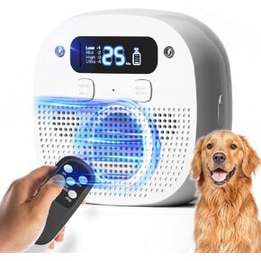 Rechargeable Ultrasonic Dog Bark Control Device – Waterproof, 60ft Remote Range, Adjustable Frequency & Modes – Effective Anti-Barking Solution for Indoor & Outdoor Use (Ivory White)