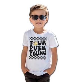 Four Ever Young Boy's Fourth Birthday Checkered Skater Boy 4th Birthday Shirt