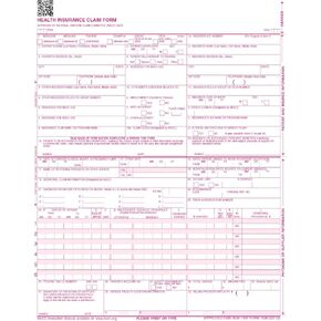 CMS 1500 Insurance Claim Forms - Laser/Ink-Jet Compatible (New Version 02/12) Letter Size 8-12" x 11", 2000 Sheets Per Carton
