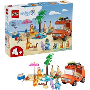 Lego Bluey: Thrible’s Beach & Family Car Thrip - Toddler Learning Toy for Kids 4+ - تشمل الأرقام الزرقاء والبنغو والأمان - هدية عيد ميلاد للبنين والبنات ، الأعمار 4+ - 11202