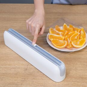 Wrap Organizer with Slide Cutter,High Capacity Magnetic Preservation Film Dispenser,Foil and Plastic Wrap Organizer for 12 inch x 420Ft Aluminum foil, Parchment Paper, Cling Wrap Dispenser