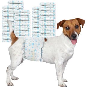 Disposable Dog Diapers Male 96 Count Belly Bands for Bale Dogs (Waist 11-16.5 in S) Super Absorbent Small Doggie Diapers for Heat Excitable Urination or Incontinence - Blue