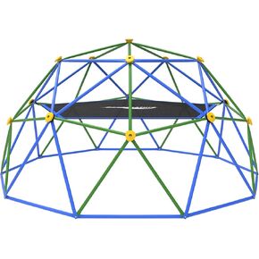 Gardenature 10ft Climbing Dome مع أرجوحة ، صالة ألعاب رياضية في الهواء الطلق للأطفال ، متسلق القبة الهندسية التي تدعم 880 رطلاً هيكل اللعب المعدني المضاد للمعادن ASTM ASTM معتمدة الأزرق والأخضر