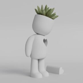 Heartfelt Character Planter - 3D Printed Succulent Pot | Cute Minimalist Design for Home and Office Decor