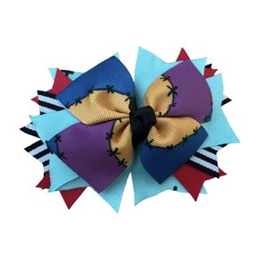 Sally Inspired Hair Bow/Nightmare Inspired Halloween Hair Bow/Stitched, Halloween and Cosplay Hair Bow by Inspired Bows