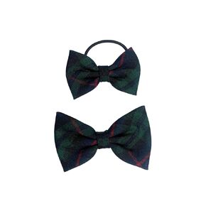 Back to School Hair Bow Tie Set/School Uniform Plaid Small Bow in Elastic Tie/Medium Bow on French Barrette/Girls/School Plaid Accessories (Hamilton-Plaid 36/37)