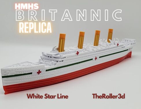 Theroller3d HMHS Britannic Model Ship with 3 PC Seamines ، Titanic Titanic Toys 1 FT ، Titanic Toy ، Titanic Dip ، Titanic Ship ، Titanic Cake Topper ، تمثال تيتانيك ، قارب تيتانيك in Kuwait