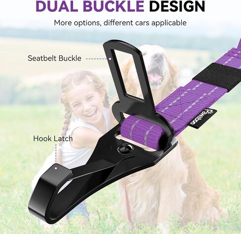 Pawaboo Dog Seat Belt for Car, 2 Pack Dog Seatbelt for Car Headrest, Retractable Anti-shock Pet Harness for Vehicle with Elastic Bungee, Adjustable Reflective Dog Leash with 360° Metal Hook in Kuwait