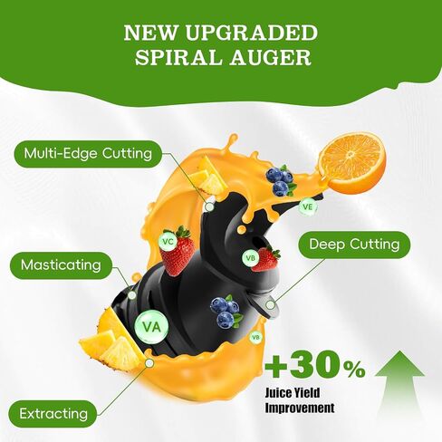 Masticating Juicer Machines, Touch Screen Juice Maker, Juice Extractor Machine for Vegetable & Fruit, Electric Juicer with 2 Speed Modes & Quiet Motor, Easy to Clean with Brush, Black in Saudi Arabia