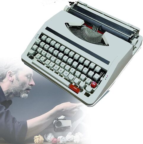 Normal Use Vintage Typewriter,English Typewriter,1980 Classic Nostalgia Portable Retro Manual Typewriter,Vintage Typewriter,English Typewriter (White) in Saudi Arabia