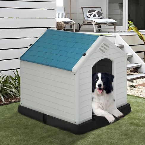 MoNiBloom Easy to Clean Insulated Dog House with Mats and Tray, Outdoor Durable Dog House for Small Medium Large Dogs, Waterproof Doghouses with Elevated Floor and Air Vents, 30.5"D x 23.5"W x 30"H in Saudi Arabia