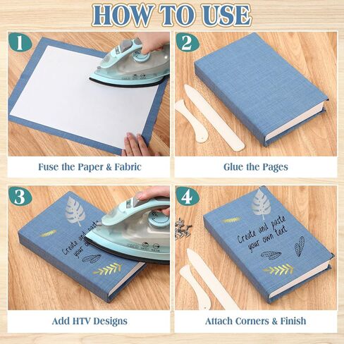 Book Binding Cloth Kit, Includes 12''x16'' Bookcover Cloth Fabric 24 Decorative Corners 3 Iron on Vinyl Sheets Bone Folder Tools, Backing Paper,for Old Book DIY Craft Supplies(Vintage Series) in Saudi Arabia