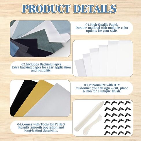 Book Binding Cloth Kit, Includes 12''x16'' Bookcover Cloth Fabric 24 Decorative Corners 3 Iron on Vinyl Sheets Bone Folder Tools, Backing Paper,for Old Book DIY Craft Supplies(Vintage Series) in Saudi Arabia
