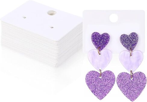200 PCS Earring Cards, 1.77 x 1.26 Inches Kraft Paper Earring Display Holder Cards Kraft Paper Earrings Tags Hanging Jewelry Display Cards for Earrings Necklace Jewelry Bags (White) in Kuwait